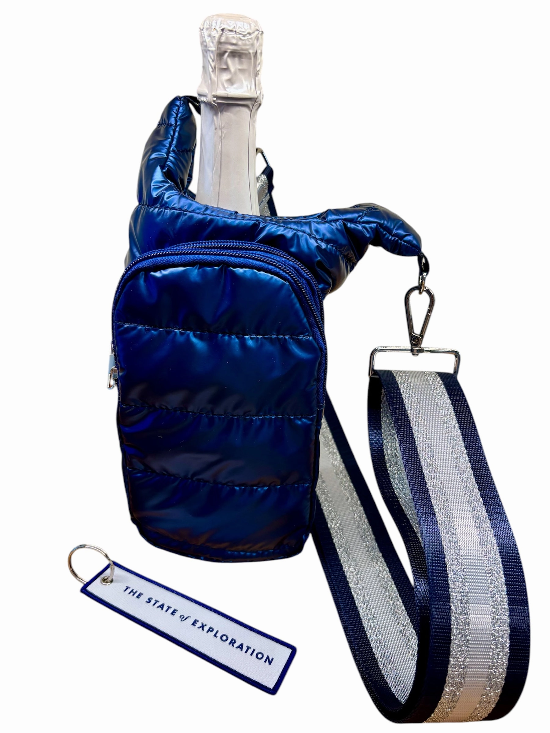Quilted Quench Puffy Bottle Tote - BLUE