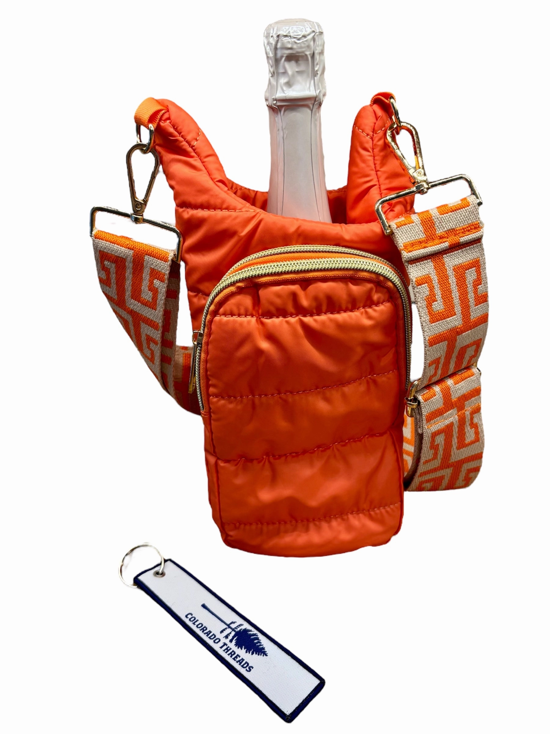 Quilted Quench Puffy Bottle Tote - ORANGE