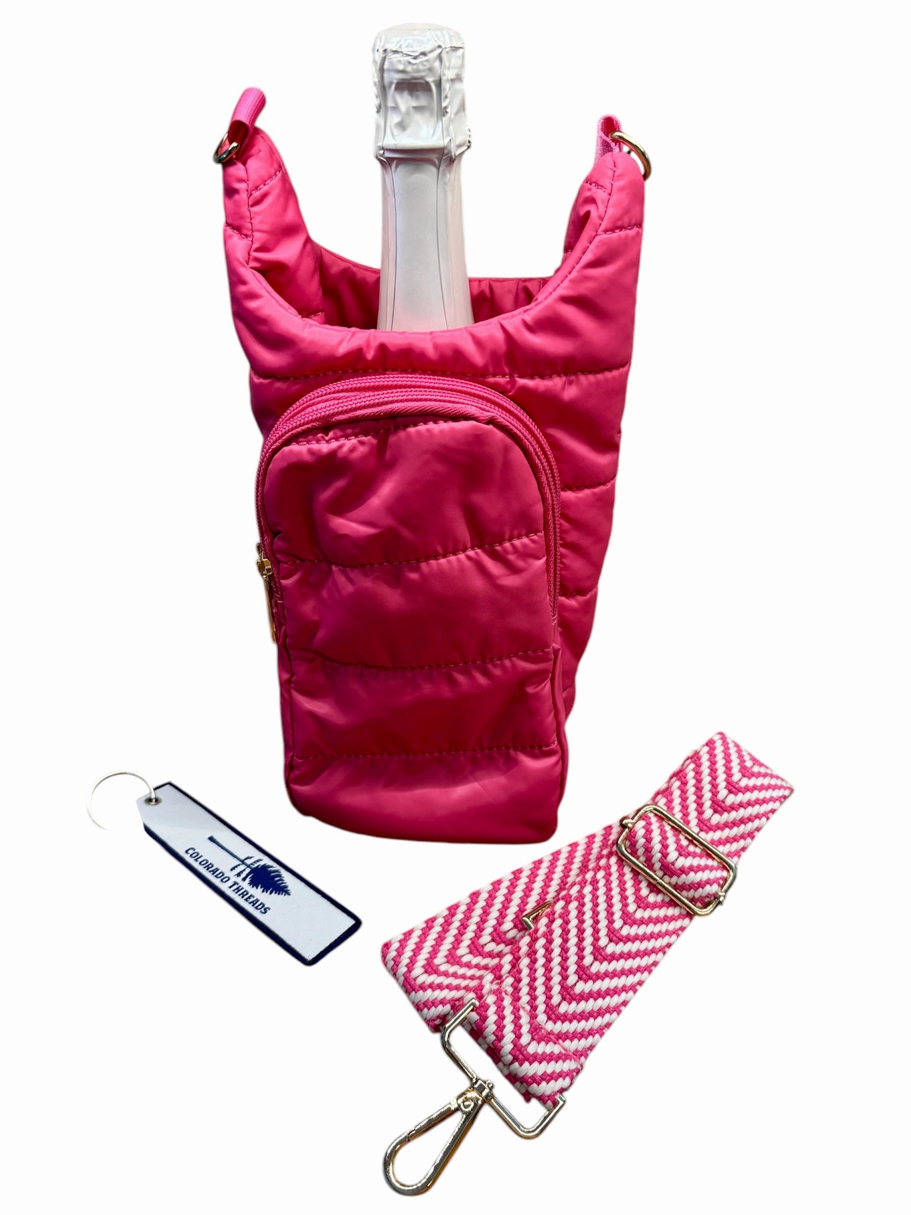 Quilted Quench Puffy Bottle Tote - PINK