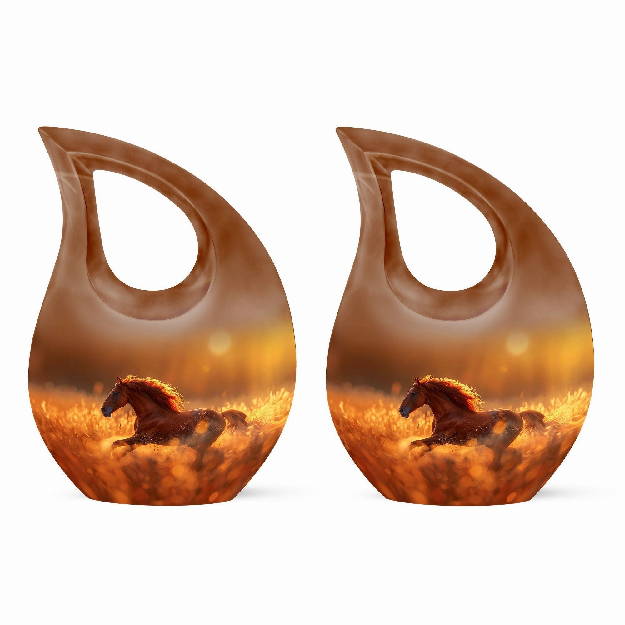 Running Horse Memorial Tribute: Cross Drop Cremation Urn
