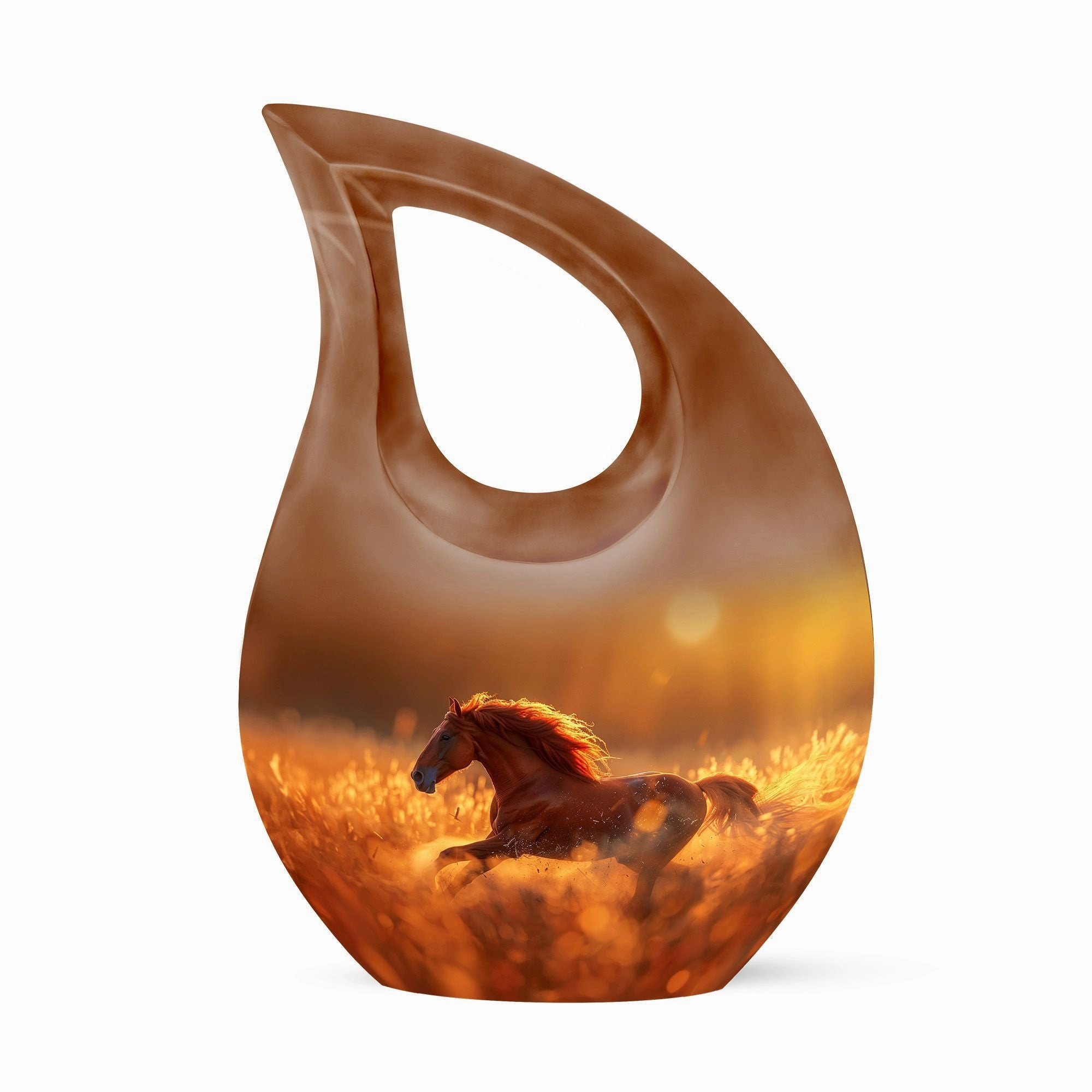 Running Horse Memorial Tribute: Cross Drop Cremation Urn