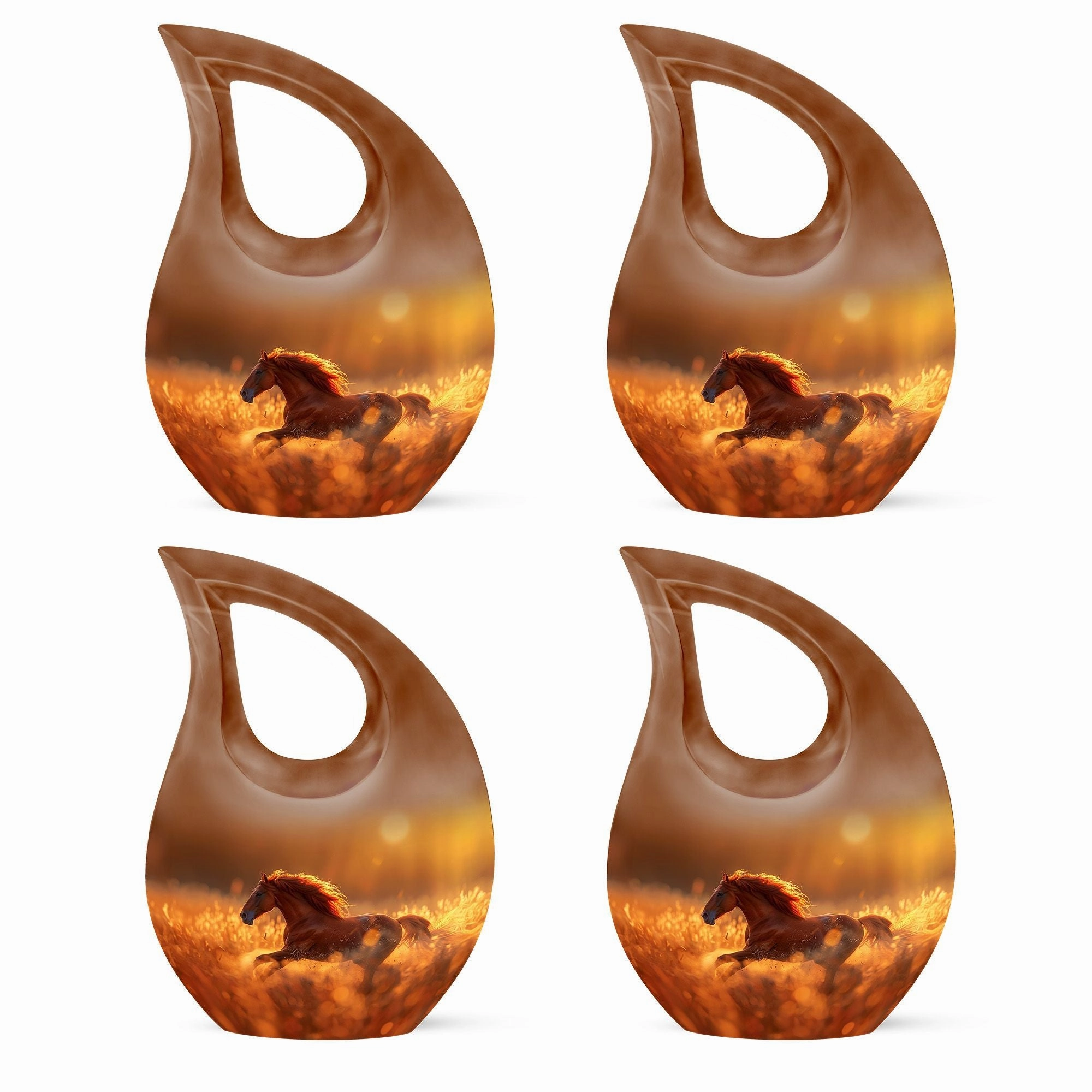 Running Horse Memorial Tribute: Cross Drop Cremation Urn