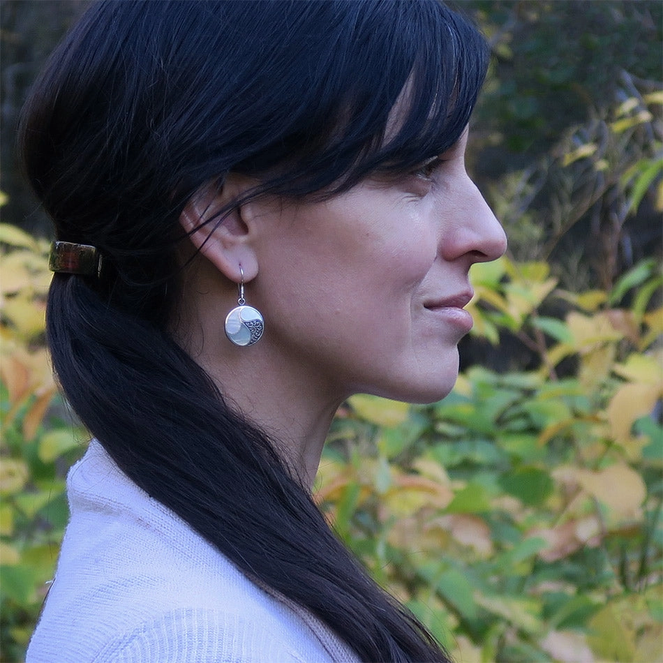 Saja Mother of Pearl Earrings - Sterling Silver, Indonesia