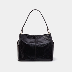 Seneca Shoulder Bag In Polished Leather - Black