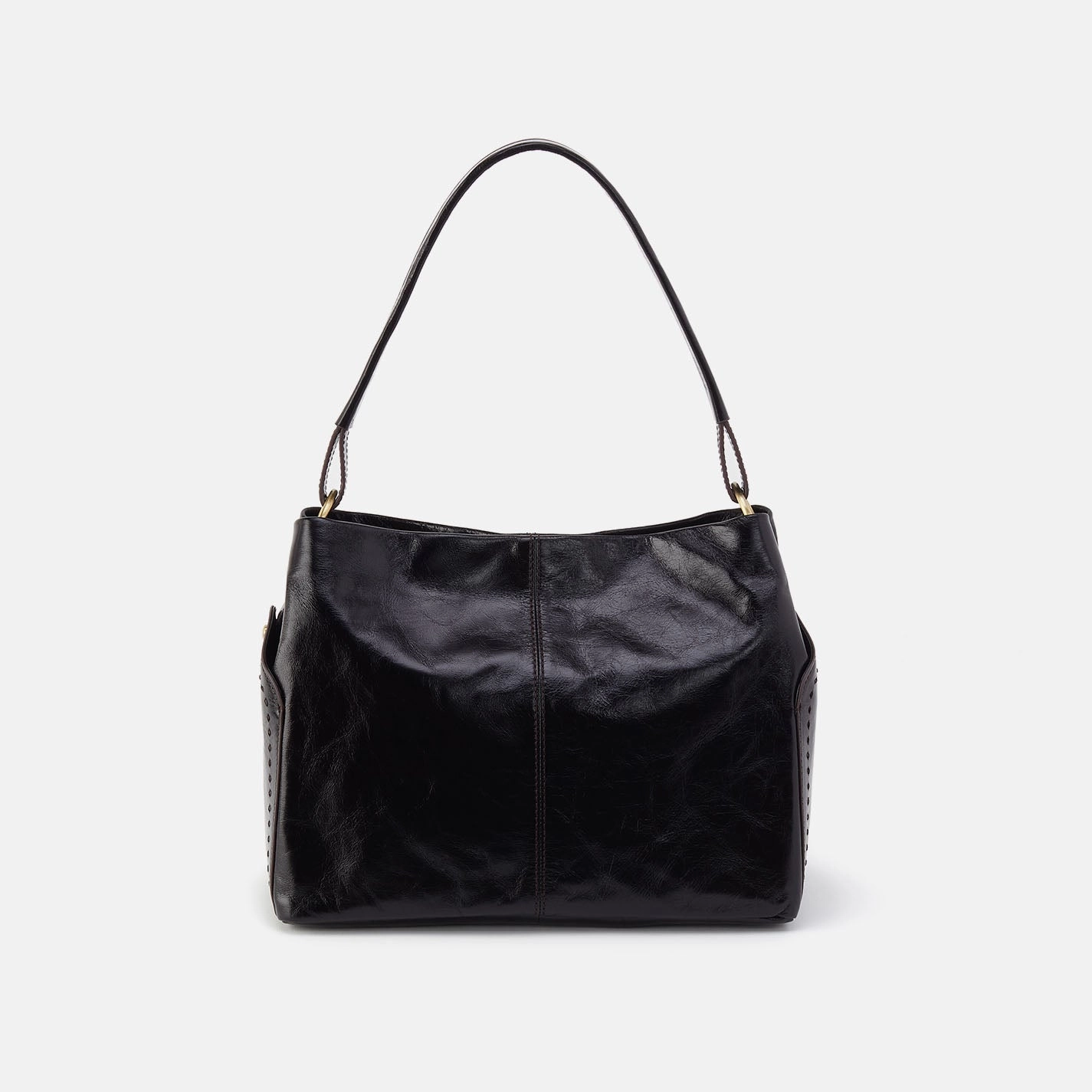 Seneca Shoulder Bag In Polished Leather - Black