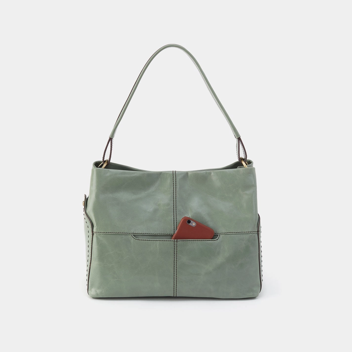 Seneca Shoulder Bag In Polished Leather - Jade