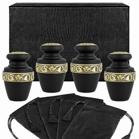 Serenity Black Small Keepsake Urn for Human Ashes - Set of 4