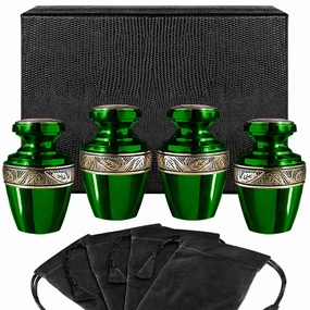 Serenity Green Small Keepsake Urn for Human Ashes - Set of 4