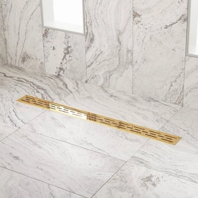 Signature Hardware ZA3-G01-36-PB-C 926148-36 Effendi 36" Linear Shower Drain - Less Flange Polished Brass Showers Shower Drains Linear Drains