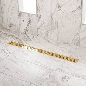 Signature Hardware ZA3-G01-36-PB-C 926148-36 Effendi 36" Linear Shower Drain - Less Flange Polished Brass Showers Shower Drains Linear Drains