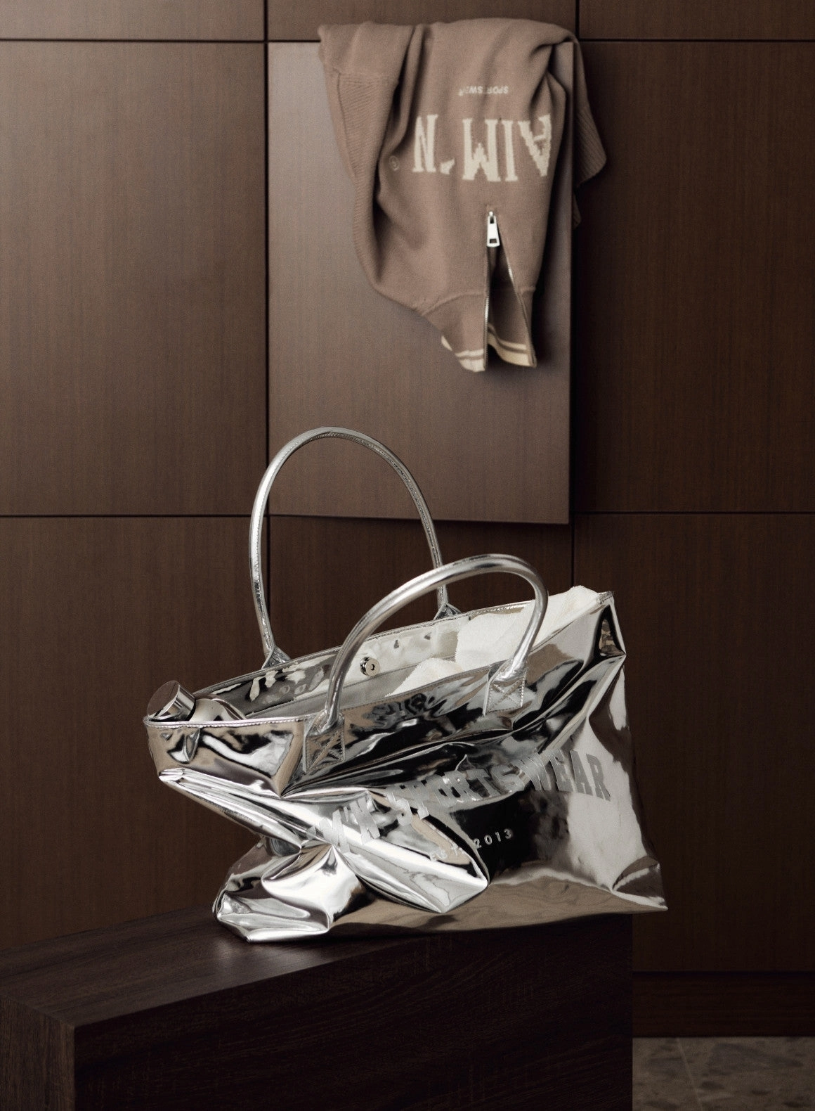Silver Chrome Tote Bag