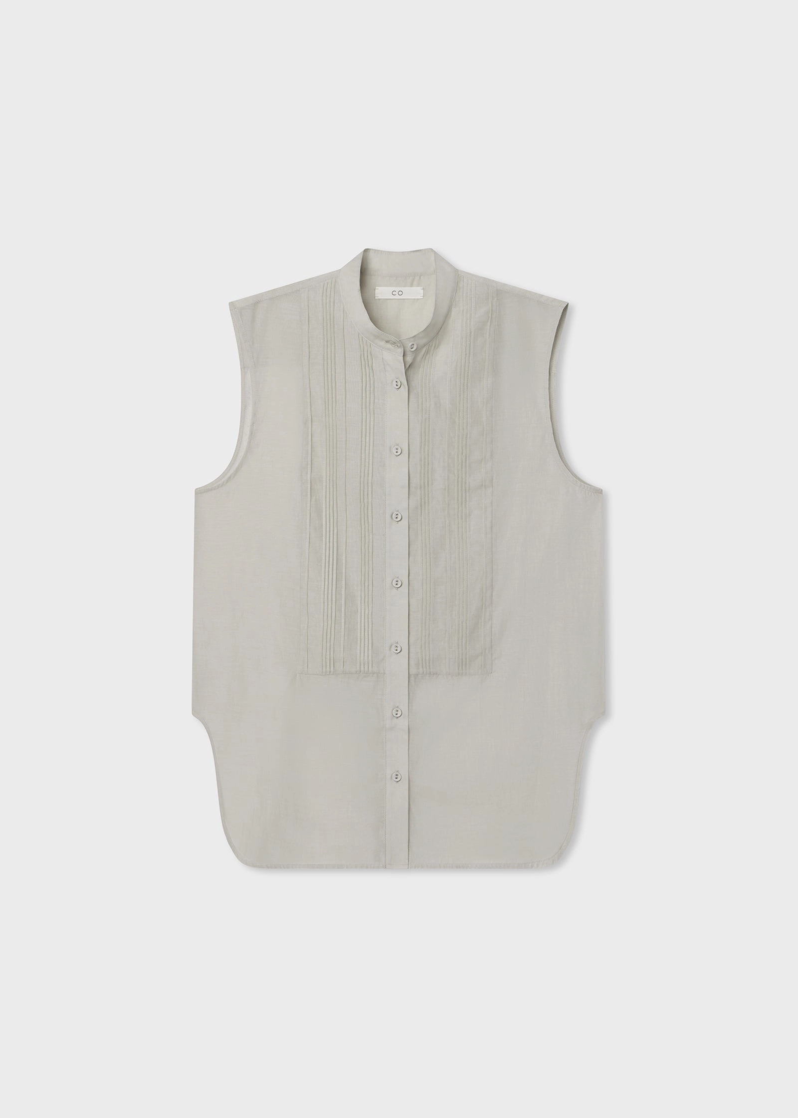 Sleeveless Tuxedo Blouse - Grey