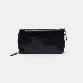 Spark Double Eyeglass Case In Polished Leather - Black
