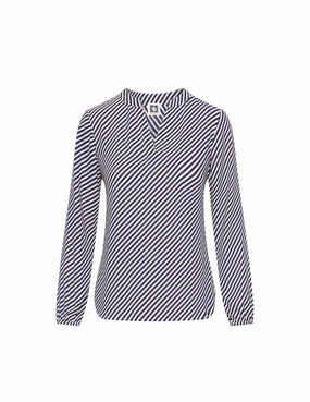 Split Neck High Low Blouse - Sale