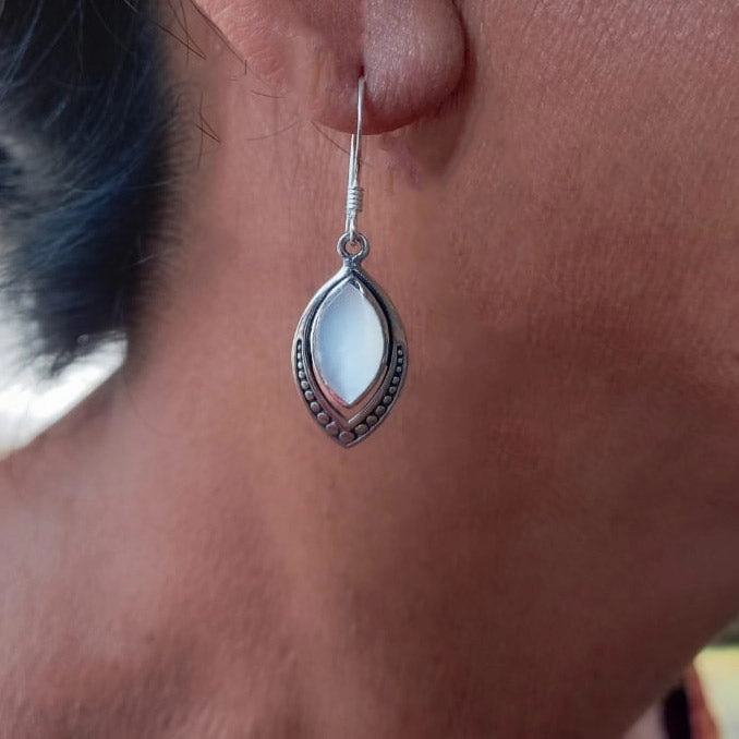 Translucent Earrings, Mother-of-Pearl - Sterling Silver, Indonesia