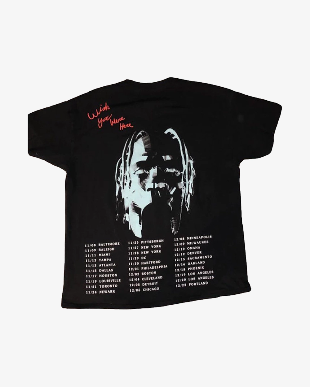 TRAVIS SCOTT ASTROWORLD WISH YOU WERE HERE TOUR 1 BLACK TEE