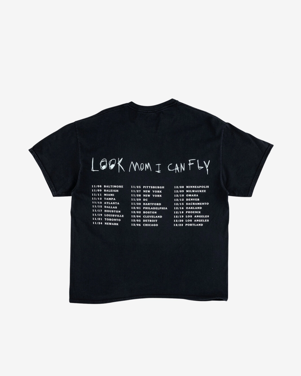 TRAVIS SCOTT WISH YOU WERE HERE TOUR LOOK MOM I CAN FLY BLACK TEE
