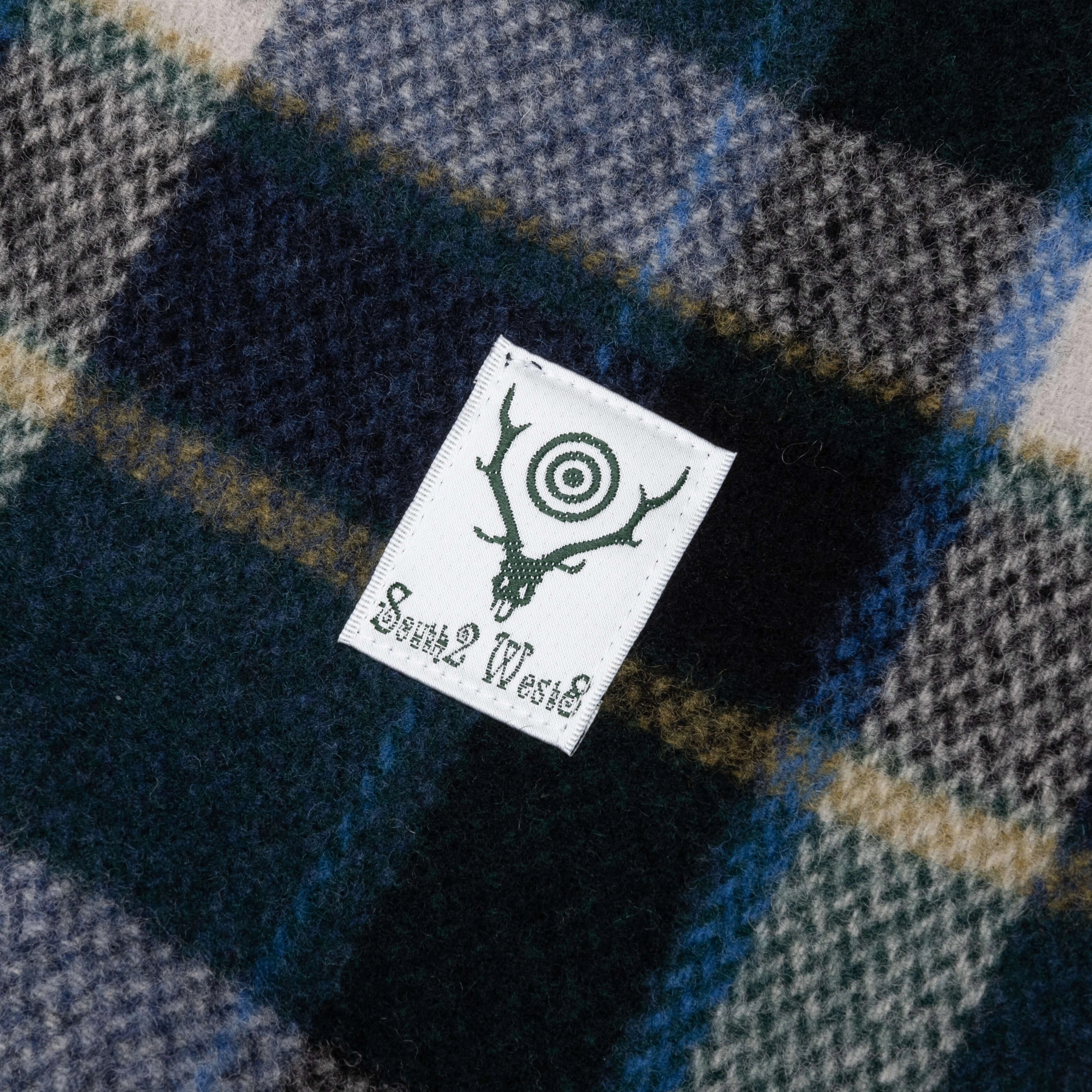 Wool Melton Plaid Coach Jacket - Green